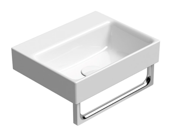 NUBES 40X32 - Wall-mounted rectangular ceramic washbasin with towel rail by GSI ceramica - view 2